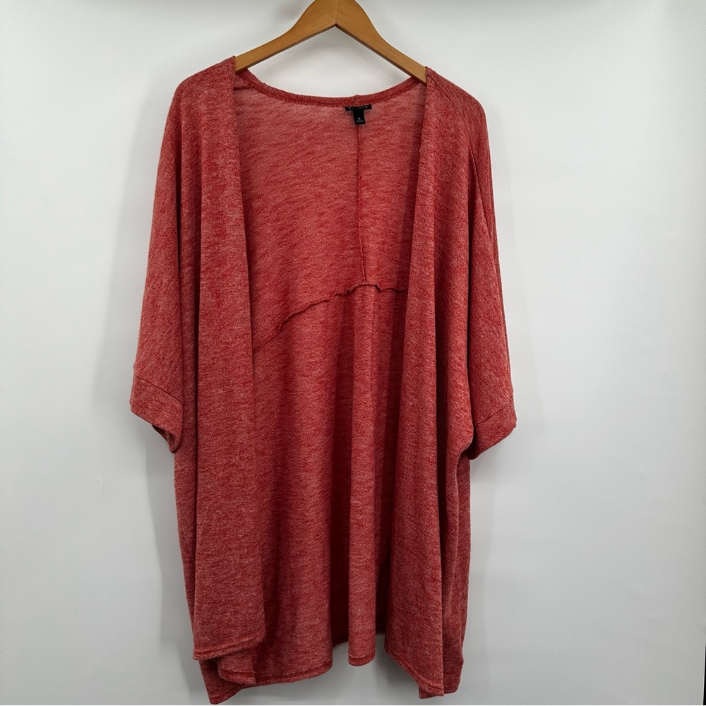 Torrid Cardigan Womens 6X Red Orang Short Dolman Sleeve Hacci Open Front Stretch